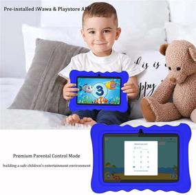 img 1 attached to 👧 7 Inch Kids Tablet with Android 9.0, WiFi, Parental Control | Preloaded Learning Apps & Games | Kids-Proof Case (Blue)