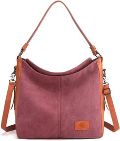 img 4 attached to 👩 Vintage Canvas Women's Hobo Bag: Stylish Shoulder Tote Purse for Work and Crossbody Use