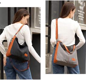 img 3 attached to 👩 Vintage Canvas Women's Hobo Bag: Stylish Shoulder Tote Purse for Work and Crossbody Use