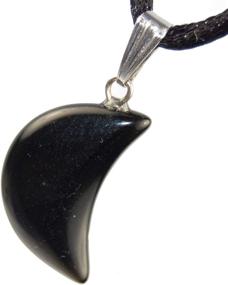 img 3 attached to Steampunkers USA Celestial Collection - 20mm Crescent Moon Obsidian Necklace - Crystal Gemstone Collectibles Handmade Charm on Adjustable Black Cord