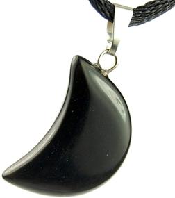 img 4 attached to Steampunkers USA Celestial Collection - 20mm Crescent Moon Obsidian Necklace - Crystal Gemstone Collectibles Handmade Charm on Adjustable Black Cord