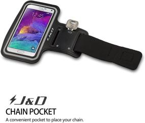 img 2 attached to 🏃 J&D Armband: A Perfect Galaxy Note 4 Armband for Workout Running with Key Holder Slot and Earphone Connection - Blue