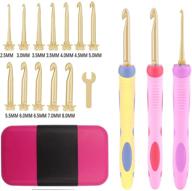 🧶 ultimate crochet hook set: interchangeable aluminum heads with ergonomic silicone handles - ideal for arthritic hands (12 sizes) logo