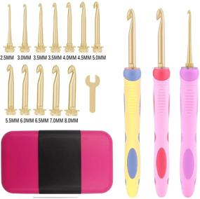 img 4 attached to 🧶 Ultimate Crochet Hook Set: Interchangeable Aluminum Heads with Ergonomic Silicone Handles - Ideal for Arthritic Hands (12 Sizes)