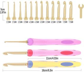 img 3 attached to 🧶 Ultimate Crochet Hook Set: Interchangeable Aluminum Heads with Ergonomic Silicone Handles - Ideal for Arthritic Hands (12 Sizes)