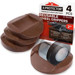 img 4 attached to 🍄 Premium Furniture Cups – 4PCS Bed Stoppers – X-PROTECTOR Rubber Caster Cups – Best Furniture Coasters – Floor Protectors for All Floors & Wheels (Brown)