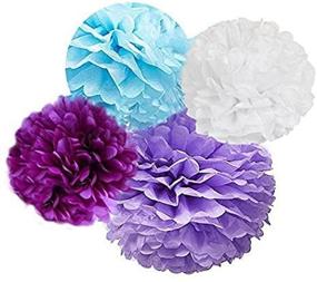 img 2 attached to 🎉 Purple, Lavender, White & Blue Charmed Tissue Pom Poms - Set of 8 (10 inch, 15 inch & 8 inch)