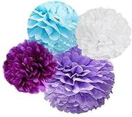 🎉 purple, lavender, white & blue charmed tissue pom poms - set of 8 (10 inch, 15 inch & 8 inch) logo