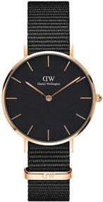 img 4 attached to Часы Petite Cornwall от Daniel Wellington с черным браслетом NATO.