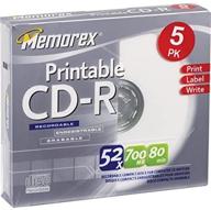 📀 memorex 5 pack cd-r 80 printable - white surface (discontinued by manufacturer) logo