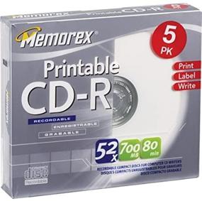 img 1 attached to 📀 Memorex 5 Pack CD-R 80 Printable - White Surface (Discontinued by Manufacturer)