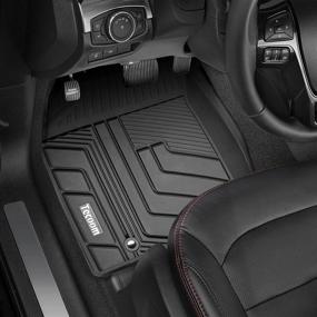 img 3 attached to 🔥 Tecoom Floor Mats: 2018-2021 Toyota Tacoma Double Cab - All-Weather Waterproof TPE Liners for Front and Rear, 2 Rows, Black