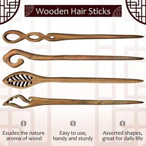 img 2 attached to 🌸 Classic Style Japanese Hair Chopstick for Women - Handmade Wooden Hair Sticks for Bun Maker, Chinese Hair Pins for Long Hair: A Chignon Maker and Trendy Hair Accessory (8 Pieces)