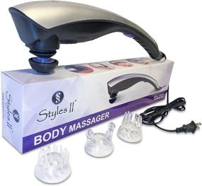 img 2 attached to 💆 SS Styles II Percussion Body Massager - 3 Attachments for Knots, Pain, Stiffness & Fatigue Relief in Neck, Shoulders, Feet, Hips, Back, Thigh & More - Ideal for Home & Travel Use