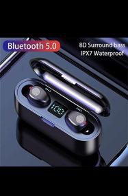 img 1 attached to 🎧 Беспроводные наушники Bluetooth 5.0, влагозащищенные IPX7 с сенсорным управлением, с беспроводным зарядным футляром, встроенным микрофоном, глубокими басами - белые.