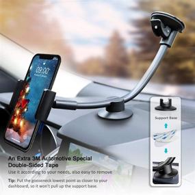 img 3 attached to 🚗 Newward Car Phone Mount: Ultimate 2-in-1 Long Arm Windshield & Dashboard Holder for iPhone, Galaxy, Huawei and More