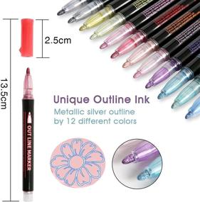 img 2 attached to 🖍️ Super Squiggles Outline Markers-12 Colors: Shimmer, Double Line, Metallic