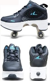 img 3 attached to 🚀 Retractable Outdoor Roller Skates for Women, Girls, and Men - Deformation Sneaker Kick Roller Shoes