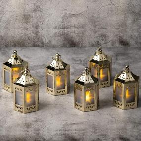 img 2 attached to 🌟 Golden Set of 6 Decorative Mini Star Lanterns with Flickering LED - Perfect Christmas Indoor Candle Lanterns with Batteries Included