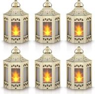 🌟 golden set of 6 decorative mini star lanterns with flickering led - perfect christmas indoor candle lanterns with batteries included logo