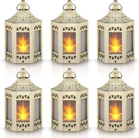 img 4 attached to 🌟 Golden Set of 6 Decorative Mini Star Lanterns with Flickering LED - Perfect Christmas Indoor Candle Lanterns with Batteries Included