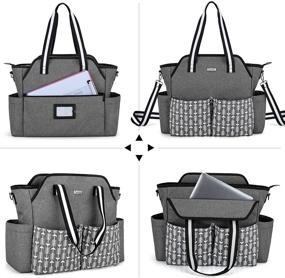 img 1 attached to CURMIO Women's Teacher Work Bag with Laptop Sleeve, Portable Utility Tote, Gray with Arrow Pattern