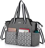 curmio women's teacher work bag with laptop sleeve, portable utility tote, gray with arrow pattern logo