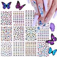 🦋 torokom 12 sheets butterfly nail art stickers decals - 3d self-adhesive butterfly designs for diy colorful laser butterflies nails manicure decor logo