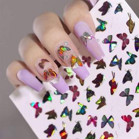 img 2 attached to 🦋 TOROKOM 12 Sheets Butterfly Nail Art Stickers Decals - 3D Self-Adhesive Butterfly Designs for DIY Colorful Laser Butterflies Nails Manicure Decor