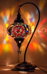 img 1 attached to DEMMEX 2021 Turkish Moroccan Handmade Mosaic Table Lamp with Antique Body - Vibrant Multicolor Design