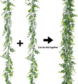 img 2 attached to 🌿 Faux Eucalyptus Garland with Baby's Breath: 2-Pack Christmas Decoration for Indoor and Outdoor Home, Mantle, Fireplace, Stairs, Railings - Holiday Winter Decor (6.5ft)