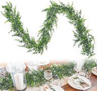 🌿 faux eucalyptus garland with baby's breath: 2-pack christmas decoration for indoor and outdoor home, mantle, fireplace, stairs, railings - holiday winter decor (6.5ft) logo