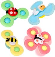 ukkitek suction cup spinner toy: 4pcs random windmill cartoon animal hand spinning toys with suction cups - perfect sensory toys for babies, kids, toddlers - ideal gift for birthdays or bath time fun! logo