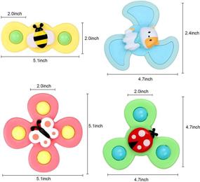 img 3 attached to UKKITEK Suction Cup Spinner Toy: 4PCS Random Windmill Cartoon Animal Hand Spinning Toys with Suction Cups - Perfect Sensory Toys for Babies, Kids, Toddlers - Ideal Gift for Birthdays or Bath Time Fun!