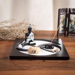 img 3 attached to 🧘 Zen Garden Set with Buddha, Rake, Sand and Rock Garden, Incense Holder – Royal Brands for Peace and Tranquility (9"x9"x6")