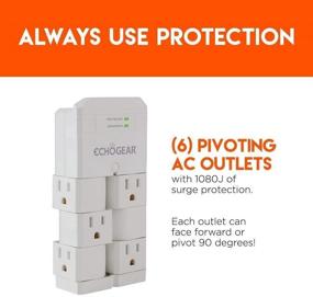img 3 attached to 🔌 Enhanced ECHOGEAR On-Wall Surge Protector: 6 Pivoting AC Outlets, 1080 Joules - Ultimate Gear Protection (White)