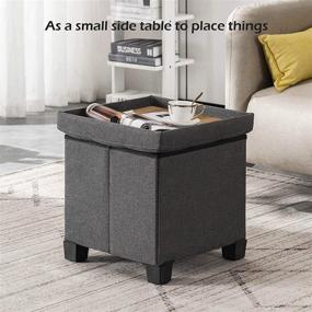 img 3 attached to 🪑 Apicizon 13-Inch Grey Storage Ottoman Cube with Tray - Foldable Foot Stool and Storage Solution for Living Room and Bedroom