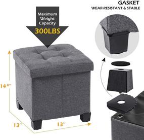 img 1 attached to 🪑 Apicizon 13-Inch Grey Storage Ottoman Cube with Tray - Foldable Foot Stool and Storage Solution for Living Room and Bedroom