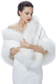 img 4 attached to Plus Size Women's Faux Fur Shawl: Warm Stole Wrap Shrug for Winter Wedding Dress & Evening Party