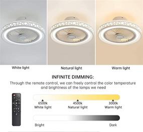 img 3 attached to 🔦 JUTIFAN 20" LED Thin Enclosed Ceiling Fan with Lights - Remote Control Flush Mount, Dimmable, 3 Colors, 3 Speeds, Smart Timing - Ideal for Living Room & Children's Room