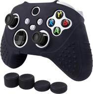 🎮 enhance your gaming experience with the chin fai silicone skin grip cover for xbox series x controller: anti-slip protective case with 4 thumb grips (black) logo