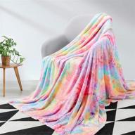 🌈 elegear rainbow throw blanket: super soft tie-dye flannel blanket for baby, sofa, and bed – warm cozy decorative blanket for kids and pets, perfect baby shower gift logo