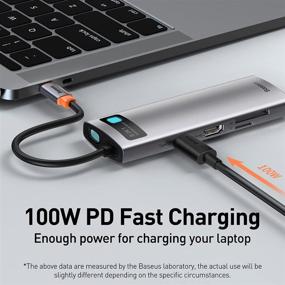 img 1 attached to 🔌 Baseus 8 in 1 USB C Hub: 4K HDMI, USB 3.0, TF/SD Reader, Ethernet, Power Delivery - MacBook Pro, Surface Pro, iPad Pro Compatible
