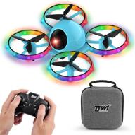 🚁 dwi dowellin 6.3 inch mini drone for kids with 10 minutes long flight time, blinking light, one key take off, spin, crash proof, rc nano quadcopter toys drones for beginners boys and girls, 2 batteries - blue logo