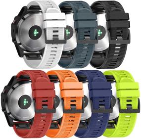 img 4 attached to 📱 ANCOOL 22mm Soft Silicone Watch Strap Replacement for Fenix 5/Fenix 5 Plus/Forerunner 935/Approach S60/Quatix 5 - Pack of 7