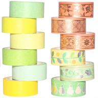 набор из 12 рулонов зеленой и золотой бумажной ленты yubbaex для скрытия и декоративных работ (зеленый оранжевый) логотип