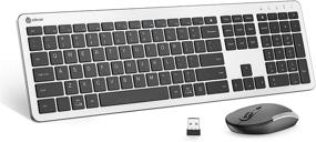 img 4 attached to iClever GK08 Wireless Keyboard and Mouse - Rechargeable Ergonomic Full Size Design with Number Pad, 2.4G Stable Connection Slim White Keyboard and Mouse for Windows, Mac OS Computer