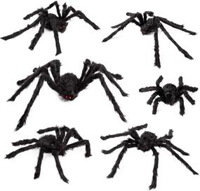 img 4 attached to SEASONJOY Halloween Decorations Spiders Different