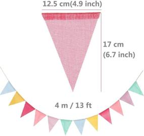img 3 attached to 🌈 Juland 24 Multicolor Pennant Banner for Party Décor - Triangle Flag Bunting for Hanging Festivals with Imitated Burlap Pennant Triangle Flags