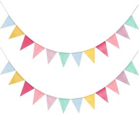 img 4 attached to 🌈 Juland 24 Multicolor Pennant Banner for Party Décor - Triangle Flag Bunting for Hanging Festivals with Imitated Burlap Pennant Triangle Flags